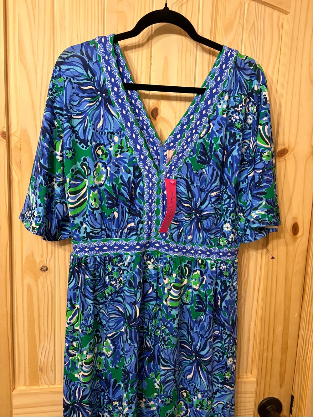 Lilly Pulitzer Addison Elbow Sleeve Abaco Blue Turtle Awe Engineer Maxi Dress 14 - Picture 4 of 9